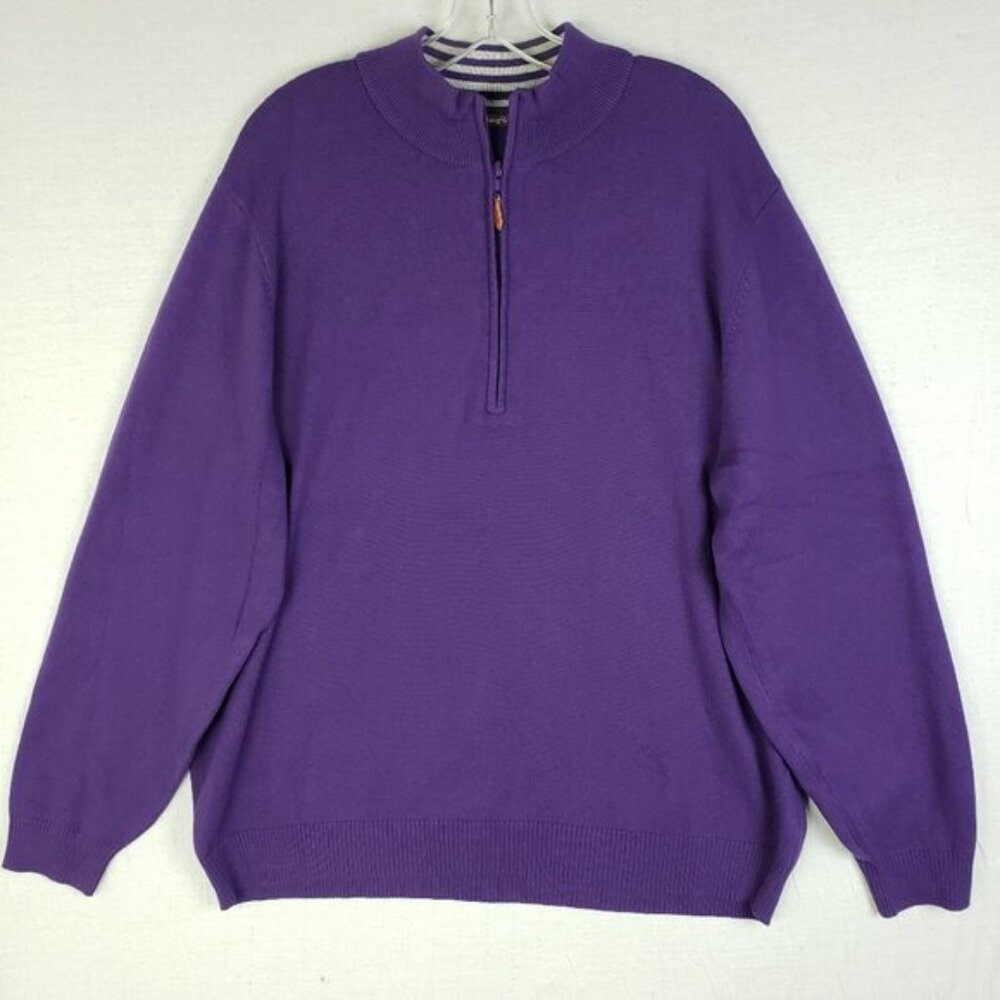 J.McLaughlin Men's 1/4 Zip Sweater Soft Knit Cotton/Modal Purple size XL Casual